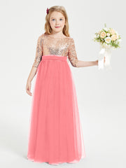 Sparkling Sequined Junior Bridesmaids Gown Watermelon