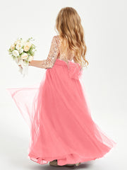 Sparkling Sequined Junior Bridesmaids Gown Watermelon