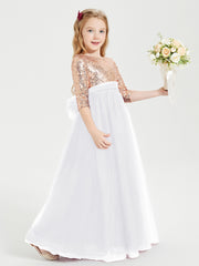 Sparkling Sequined Junior Bridesmaids Gown White
