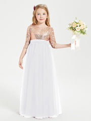Sparkling Sequined Junior Bridesmaids Gown White