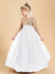 Sparkling Sequined Junior Bridesmaids Gown White