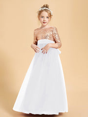 Sparkling Sequined Junior Bridesmaids Gown White