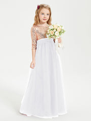 Sparkling Sequined Junior Bridesmaids Gown White