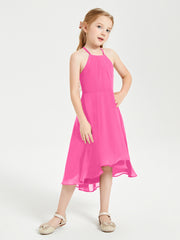 Tea Length Junior Bridesmaid Dresses with Asymmetrical Skirts Azalea