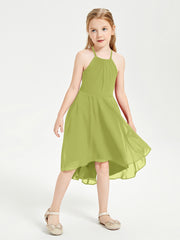 Tea Length Junior Bridesmaid Dresses with Asymmetrical Skirts Clover