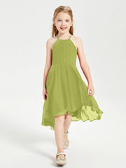 Tea Length Junior Bridesmaid Dresses with Asymmetrical Skirts Clover