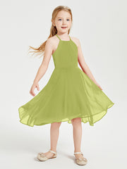 Tea Length Junior Bridesmaid Dresses with Asymmetrical Skirts Clover