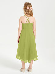 Tea Length Junior Bridesmaid Dresses with Asymmetrical Skirts Clover