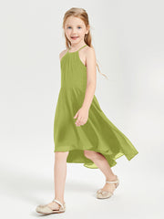 Tea Length Junior Bridesmaid Dresses with Asymmetrical Skirts Clover