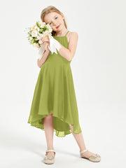 Tea Length Junior Bridesmaid Dresses with Asymmetrical Skirts Clover