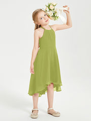 Tea Length Junior Bridesmaid Dresses with Asymmetrical Skirts Clover