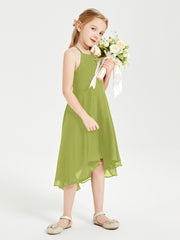 Tea Length Junior Bridesmaid Dresses with Asymmetrical Skirts Clover