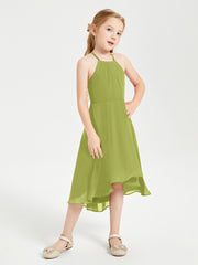 Tea Length Junior Bridesmaid Dresses with Asymmetrical Skirts Clover