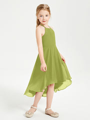 Tea Length Junior Bridesmaid Dresses with Asymmetrical Skirts Clover