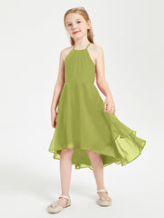 Tea Length Junior Bridesmaid Dresses with Asymmetrical Skirts Clover