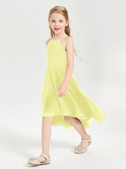 Tea Length Junior Bridesmaid Dresses with Asymmetrical Skirts Daffodil