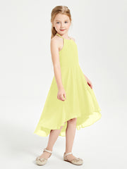 Tea Length Junior Bridesmaid Dresses with Asymmetrical Skirts Daffodil