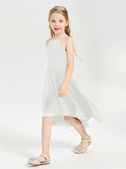 Tea Length Junior Bridesmaid Dresses with Asymmetrical Skirts Ivory