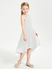 Tea Length Junior Bridesmaid Dresses with Asymmetrical Skirts Ivory