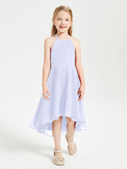 Tea Length Junior Bridesmaid Dresses with Asymmetrical Skirts Lavender