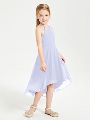 Tea Length Junior Bridesmaid Dresses with Asymmetrical Skirts Lavender