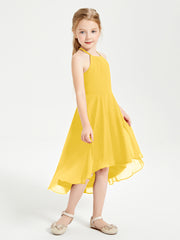 Tea Length Junior Bridesmaid Dresses with Asymmetrical Skirts Marigold