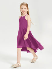 Tea Length Junior Bridesmaid Dresses with Asymmetrical Skirts Orchid