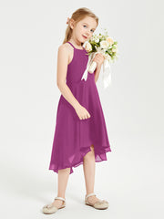 Tea Length Junior Bridesmaid Dresses with Asymmetrical Skirts Orchid
