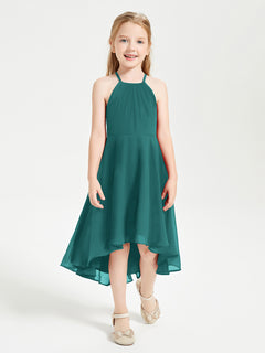 Tea Length Junior Bridesmaid Dresses with Asymmetrical Skirts Peacock