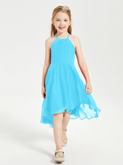 Tea Length Junior Bridesmaid Dresses with Asymmetrical Skirts Pool