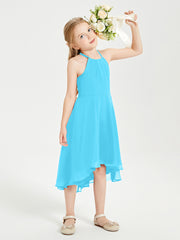 Tea Length Junior Bridesmaid Dresses with Asymmetrical Skirts Pool