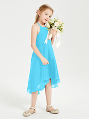Tea Length Junior Bridesmaid Dresses with Asymmetrical Skirts Pool