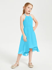 Tea Length Junior Bridesmaid Dresses with Asymmetrical Skirts Pool