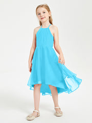 Tea Length Junior Bridesmaid Dresses with Asymmetrical Skirts Pool