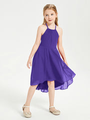 Tea Length Junior Bridesmaid Dresses with Asymmetrical Skirts Regency