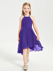 Tea Length Junior Bridesmaid Dresses with Asymmetrical Skirts Regency