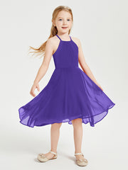 Tea Length Junior Bridesmaid Dresses with Asymmetrical Skirts Regency
