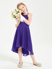 Tea Length Junior Bridesmaid Dresses with Asymmetrical Skirts Regency