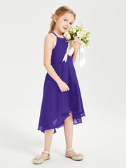 Tea Length Junior Bridesmaid Dresses with Asymmetrical Skirts Regency