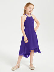 Tea Length Junior Bridesmaid Dresses with Asymmetrical Skirts Regency