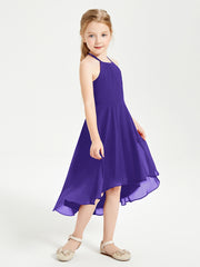 Tea Length Junior Bridesmaid Dresses with Asymmetrical Skirts Regency
