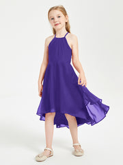 Tea Length Junior Bridesmaid Dresses with Asymmetrical Skirts Regency