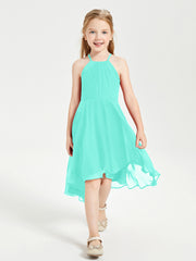 Tea Length Junior Bridesmaid Dresses with Asymmetrical Skirts Spa