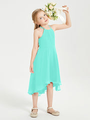 Tea Length Junior Bridesmaid Dresses with Asymmetrical Skirts Spa