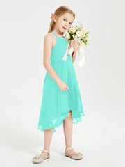 Tea Length Junior Bridesmaid Dresses with Asymmetrical Skirts Spa