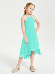 Tea Length Junior Bridesmaid Dresses with Asymmetrical Skirts Spa