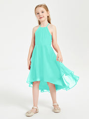 Tea Length Junior Bridesmaid Dresses with Asymmetrical Skirts Spa