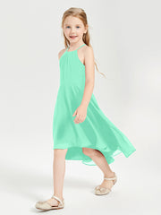 Tea Length Junior Bridesmaid Dresses with Asymmetrical Skirts Turquoise