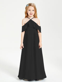 Off-the-Shoulder Long Dresses for Junior Bridesmaids Black