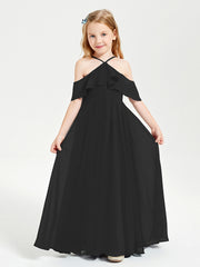 Off-the-Shoulder Long Dresses for Junior Bridesmaids Black